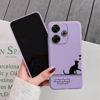 Katės minkštas silikoninis dėklas Samsung A55 A35 M35 S24 Redmi Note 13 Pro 13C 14 Xiaomi Poco C65 iPhone 15 Huawei Honor 200 Realme kameros smūgiams atsparus dangtelis Samsung Galaxy S9 Plus violetinė