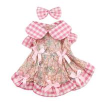 Summer Hawaii Dog Dress Floral Pattern Pet Skirt with Bow Decorations Breathable Comfortable Pet Dress XL rožinė