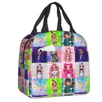 Rainbow High Wave Insulated Lunch Bag for Women Waterproof Anime Cartoon Tv Thermal Cooler Lunch Tote Office Picnic Travel 22x20x13CM smėlis