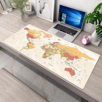 Chinese Style Retro Gaming Desk Mat - Large Keyboard Pad and Creative Mouse Pad for Office and Esports Yellow Map (English)