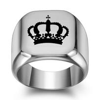 Laser Crown Titanium Steel Ring 18MM Square Anxiety Relief Unique Jewelry for Men Women No. 4
