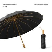 XU QING Manual 16-Rib UV Protection Folding Umbrella juoda