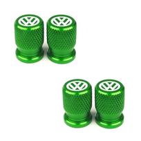 VOLKSWAGEN VW 4 vnt. Automobilio ratų padangų vožtuvų dangteliai Aliumininiai sandarūs dangteliai Ženklelis Emblema VW Volkswagen Golf Polo Passat Tiguan žalia