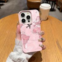 Pink Airplane Route Phone Case For Samsung A05S A06 07 15 16 34 35 53 54 55 S23 24 25 Ultra S24 FE A17 26 36 56 Protective Shell Samsung A07