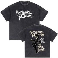My Chemical Romance Long Live The Black Parade Washed Vintage T-shirt Men Women Punk Emo Rock T Shirts Male Oversized Streetwear S įvairiaspalvis