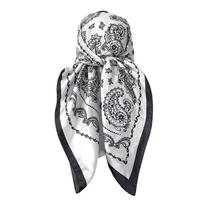 High Quality 70/90cm Flower Head Scarf Satin Decorative Scarf Shawl Square Handkerchief Hair Accessories white