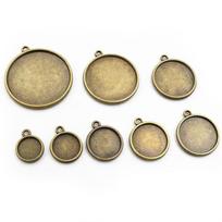 10-20pcs 10/12/14/16/18/20/25/30mm Inner Size Double Side Style Cabochon Blank Base Setting Charms Pendant Tray DIY Jewelry 10mm 20pcs bronza