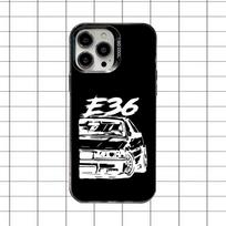 M3 E36 Galios Senovinis Automobilis Dtm Telefono Dėklas Skirtas iPhone 16,15,14,13,12,11,8,7,Pro,Max,Plus,Mini,XS,SE Kritimui Atsparus Juodas Matinis Kietas iPhone12mini