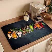 Coffee Machine Water Absorption and Drainage Mat Countertop Dish Drying Mat, Diatom Mud Kitchen Anti-Slip Mat, Easy To Clean and Washable Drainage Mat 30*40cm-Quick-Dry