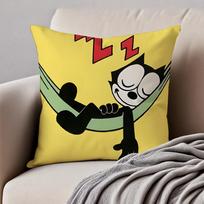 Cute And Classic Animation F-Felix The Cats Cushion Cover Pillowcase Anti-Dustmite Invisible Zipper Short Plush Sofa Cushion Peach skin 18*18(CM)-1Pcs