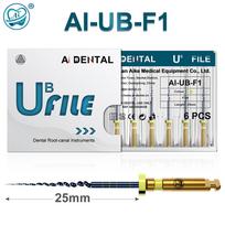 AI-UB šaknies kanalo dildė 6 vnt. 25 mm Ultimate Blue Prebend trikampio skerspjūvio kintamo kūgio nuolatinis sukimasis pagal laikrodžio rodyklę gydymui