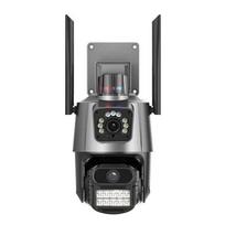 Nauja EU 8MP 4K IP kamera lauko WiFi PTZ dvigubo objektyvo dvigubo ekrano automatinis sekimas vandeniui atsparus saugumas vaizdo stebėjimas policijos šviesos signalizacija CCTV camera