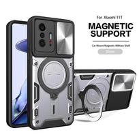 For Xiaomi Mi 11T Mi 11T Pro Case Armor Shockproof Slide Lens Cases For Mi11T Mi 11T Pro Magnetic Car Ring Holder Stand Cover For Mi 11T sidabras