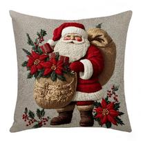 New Linen Short Plush Santa Claus Bell Garland Pillow Cover Christmas Decorative Sofa Pillow Cover 45 * 45 (excluding core)