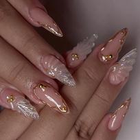 Artisans Press On Nail 3D Waterdrops Texture Almond Shape Comfortable ABS No Tools For Daily Wear Special Occasions 1