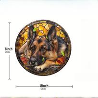 Golden Retriever German Shepherd Suncatcher, Acrylic Round Translucent Hanging, Gift for Dog Lover, House Yard Garden Farm Decor, Durable Acrylic Sign 20*20cm