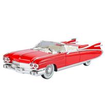 1/24 Cadillac Big Rocket Retro Luxury Alloy Sports Car Model, Cool Sound and Light, Twin Bullet Design, Best Collection for Car Model Enthusiasts raudona