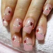 Press on Nail Short Square Fake Nail French Full Cover Acrylic False Nail Valentine Design Fake Nail for Women and Girls 1