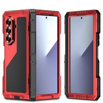 For Samsung Z Fold 7 6 5 4 7 Heavy-duty Sturdy Aluminum Protective Phone Case Shockproof Cover  with Pet Screen Film Stand aluminum&Case & Screen Protector&Galaxy Z Fold7 raudona