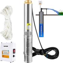 Panardinamas gilaus gręžinio siurblys, 1100W 230V/50Hz, 190L/min 57 m kėlimo aukštis, su 20 m laidu ir išoriniu valdymo bloku, 10,2 cm nerūdijančio plieno vandens siurbliai