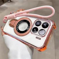 Rope Lanyard Strap Stand Phone Case For Google Pixel 9 9A 9 10 Pro XL 10A 7 7A 8 8A Transparent Shockproof Soft Cover For Pixel 10A rožinė