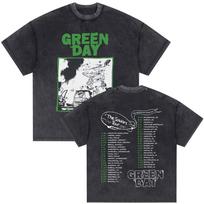 Washed Vintage Punk Band Green Day The Saviors Tour T-shirts Men Classic Gothic Rock T Shirts Male Oversized T-shirt Streetwear S įvairiaspalvis