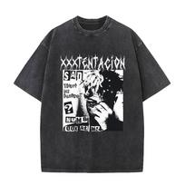 Rapper XXXTentacion Album 2026 Vintage Washed T Shirts Men's Punk Hip Hop Gothic Loose Short Sleeve T-shirts Unisex Streetwear S įvairiaspalvis