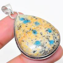 Natural K2 Blue Azurite Gemstone 925 Sterling Silver Gift Pendant 2.01  f5k18