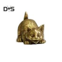 Žalvarinė katės figūrėlė mažos katės statulos smilkalų laikiklis darbalaukiui retro mini kačių papuošalas namų biuro arbatos stalo automobiliui D