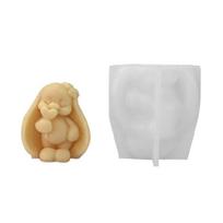 3D Rabbits Candle Molds Silicone Molds Baking Molds Handmade Plaster Molds Castings Molds Candle Making Molds 1 white