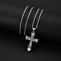 European and American personalized hip-hop titanium steel necklace men, trendy brand simple pendant long sweater chain accessories women black