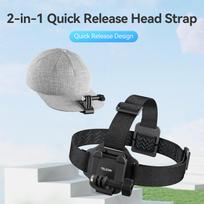 2-in-1 Headband for Action Camera Adjustable Head Strap Quick Release Camera Hat Mount POV Perspective with 2 Adjustment Buckles juoda