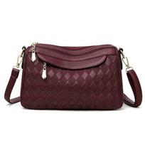 Yogodlns Urban Simple Style Women's Crossbody Bag Single Shoulder Bag Versatile Medium Size Soft PU Messenger Bag for Mom 26x11x16cm vyno raudonos spalvos