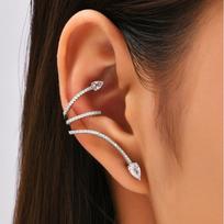 1Pc Shiny Copper with Zircon Ear Cuff for Women Chic Metal Cross Wrapped Ear Clip Without Ear Hole Earrings Non Piercing Jewelry
