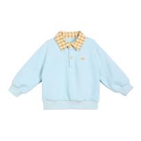 LUSON Little O Dad Boys' Polo Collar Faux Two-Piece Sweatshirt Set 73 dangaus mėlyna spalva