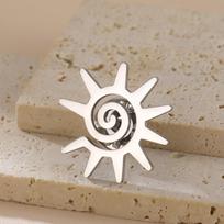 Dawapara Vintage Spiral Sun Brooch Swirl Sunshine Protection Talisman Lapel Pins Stainless Steel Jewelry