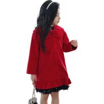 LUSON Girls' Red Mid-Length Tweed Coat 160 raudona