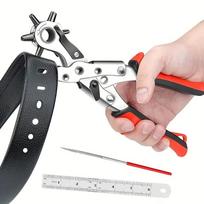 Leather Hole Punch Leather Tools Multifunctional Ordinary Carbon Steel Belt Puncher Punching Tool Belt Hole Puncher… More