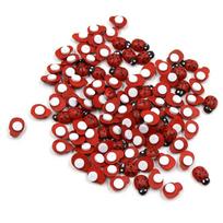 100Pcs Mini Wooden Ladybird Ladybug Self-adhesive Sticker Children Painted DIY Crafts Fairy Garden Figurine Miniature Home Decor brown