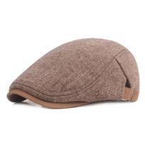 Winter Thickened Warm Duck Tongue Cap Men's Herringbone Simple Beret Cap In The Elderly Forward Hat Hat M（56-58cm） chaki