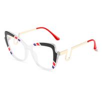 New Striped Color Blocking Anti Blue Light Glasses Butterfly Glasses Metal Frame Curved and Fashionable Eyes and Legs juoda