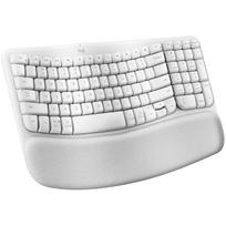 Logitech WAVE KEYS ergonomic keyboard, wireless Bluetooth dual-mode with built-in palm rest, comfortable office multi device connection balta