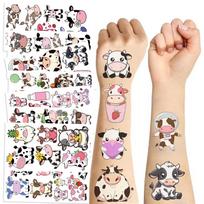 Nauji Spalvingi Karvės Tatuiruotės Lipdukai Vandeniui Atsparūs Vakarėlio Vakarėlio Dovana Juokingi Linksmi Veido Lipdukai Cow series (10 sheets/pack)