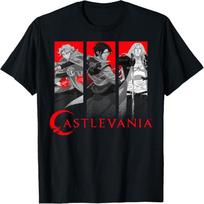 Castlevania Netflix T-Shirt, Men's Unisex Black Short Sleeve Crew Neck Classic Fit T-Shirt, Anime Themed Applique T-Shirt, Size Small S juoda