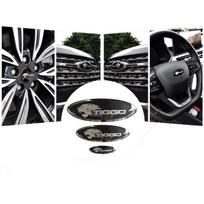 Chery Tiggo 7 Pro/7/8/8 Pro Juodo Tigro Nerūdijančio Plieno Automobilio Lipdukai Emblema Ženklelis Lipdukai Apdailos Stiliaus Aksesuarai 3 vnt. Tiggo 7