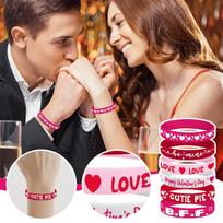 Love Gift Holiday Party Printed Valentine's Day Silicone Bracelet One Size