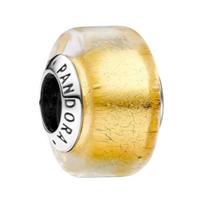 Pandora Mini kvadratinis kontūrinis dizainas Murano stiklo pakabukas Moteriški pakabukai Geltonas 793353C00 Box