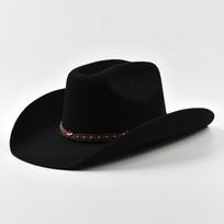 100% vilnos vakarietiška kaubojaus skrybėlė Vintažinė lenkto krašto veltinė fedora skrybėlė Vyriška džentelmeniška kaubojės džiazo skrybėlė Sombrero Hombre 55 juoda