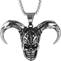 Street Hip Hop Halloween Retro Men's Stainless Steel Necklace One Size juoda