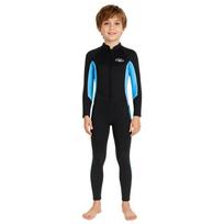 Kids Full Wetsuit Snorkeling Diving Surfing Warm Thermal Long Sleeve Pants UV Protection Black Light Blue Small juoda